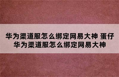 华为渠道服怎么绑定网易大神 蛋仔华为渠道服怎么绑定网易大神